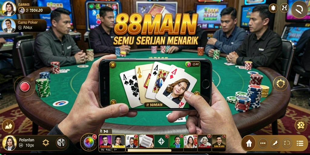 Tampilan gameplay poker yang mendebarkan di 88MAIN.