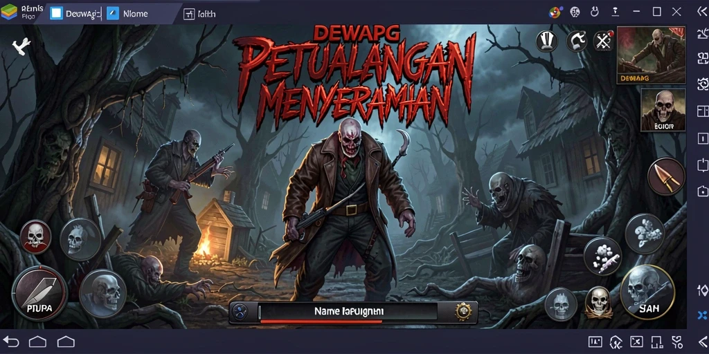 Screenshot menampilkan aksi mendebarkan dalam game horor DEWAPG.