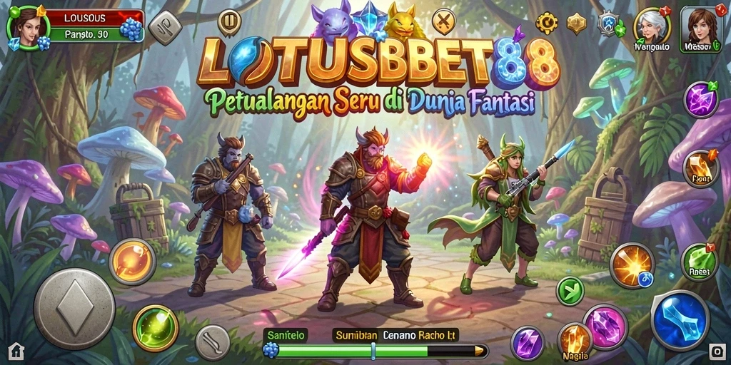 Tampilan gameplay LOTUSBET88 dengan petualangan seru di dunia fantasi.
